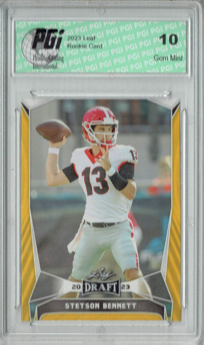 Stetson Bennett 2023 Leaf Football #29 Gold SP Georgia Rookie Card PGI 10