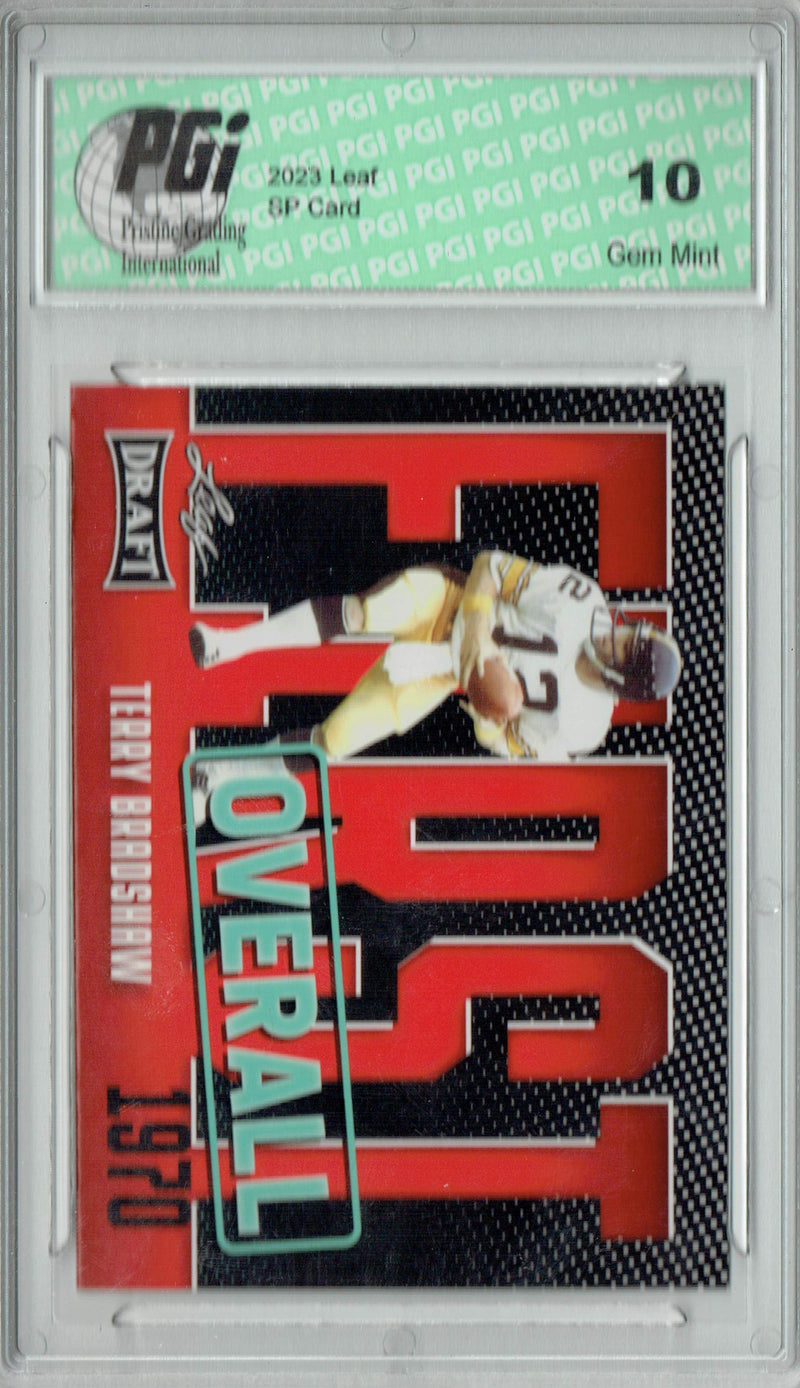 Terry Bradshaw Trading Card PGI 10 Gem Mint Football Card 2023 Leaf Football #2 Red SP First Overall