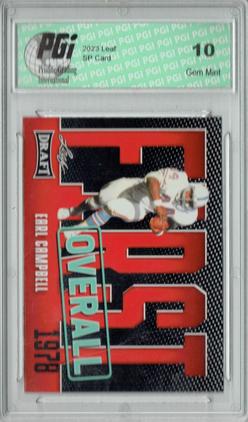 Earl Campbell Trading Card PGI 10 Gem Mint Football Card 2023 Leaf Football #3 Red SP First Overall