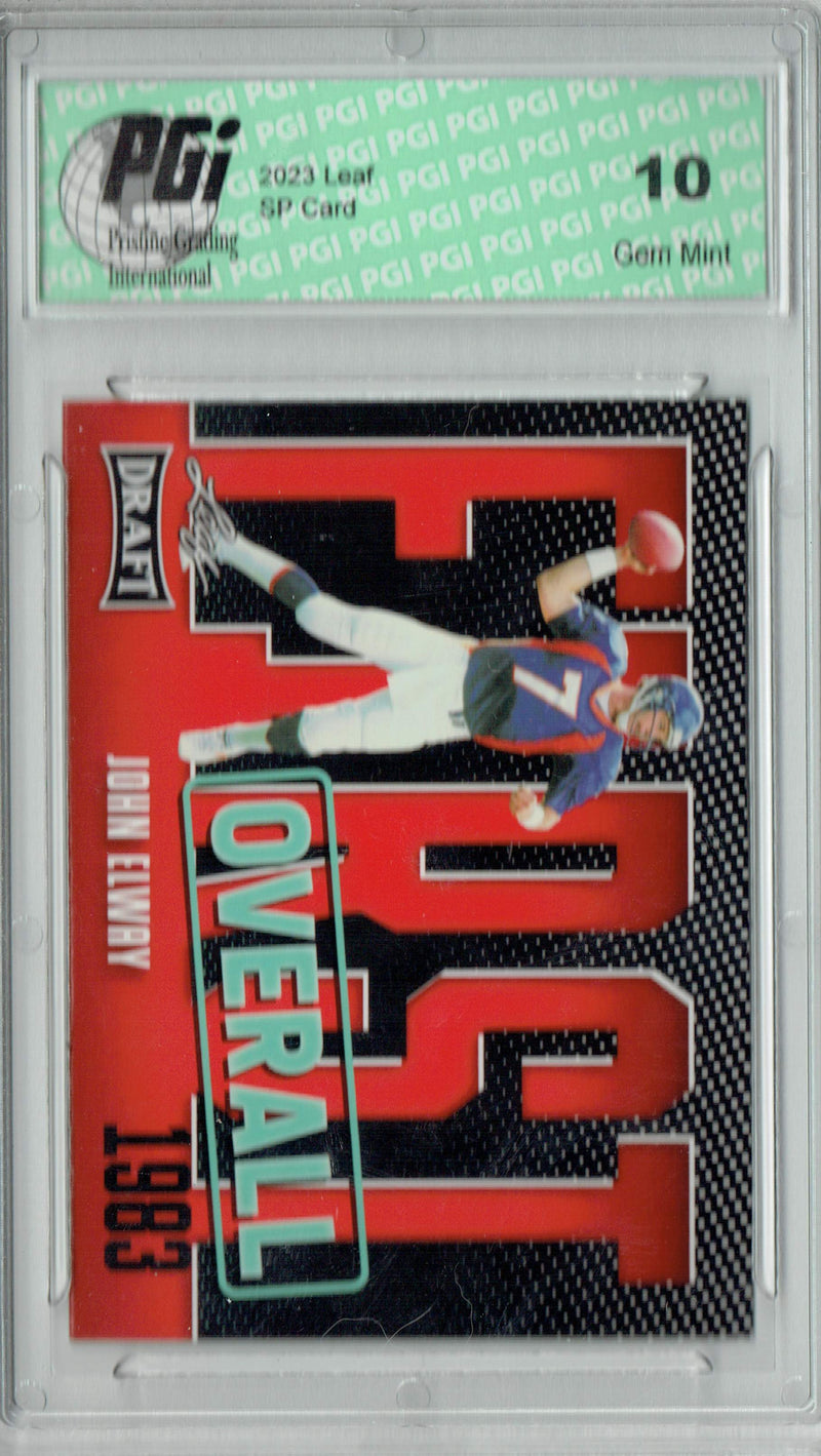 John Elway Trading Card PGI 10 Gem Mint Football Card 2023 Leaf Football #4 Red SP First Overall