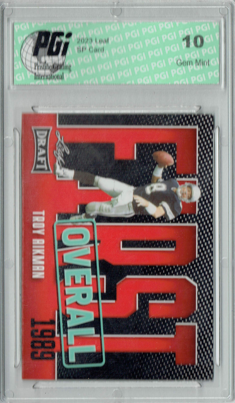 Troy Aikman Trading Card PGI 10 Gem Mint Football Card 2023 Leaf Football #7 Red SP First Overall