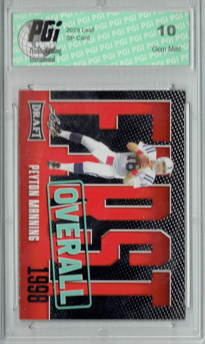 Peyton Manning Trading Card PGI 10 Gem Mint Football Card 2023 Leaf Football #8 Red SP First Overall