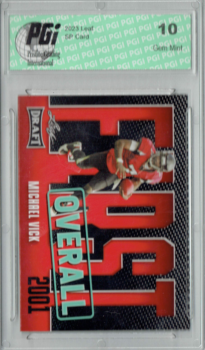 Michael Vick Trading Card PGI 10 Gem Mint Football Card 2023 Leaf Football #9 Red SP First Overall
