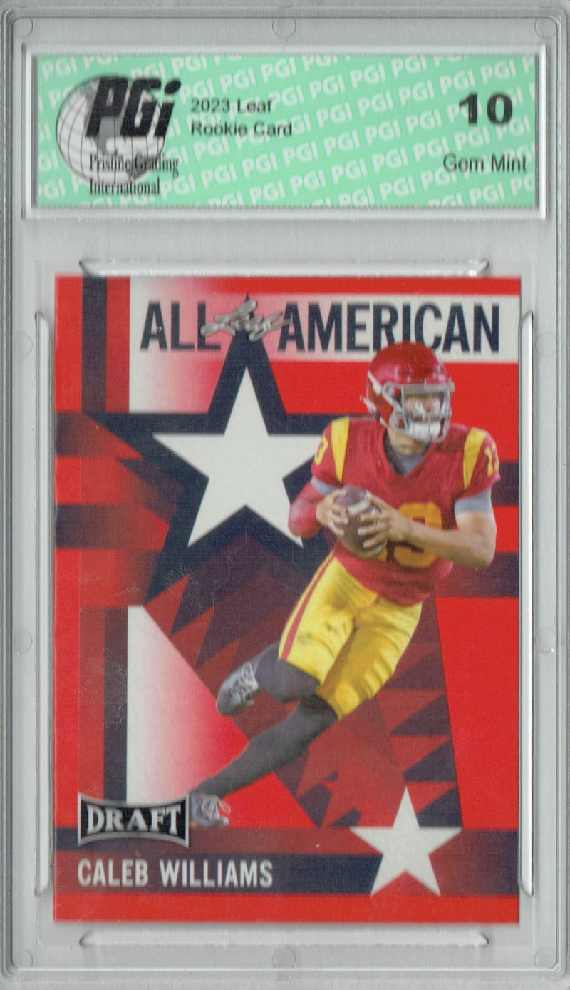 Caleb Williams Rookie Card USC / Chicago PGI 10 Gem Mint Football Trading Card 2023 Leaf Football #11 Red SP All-American