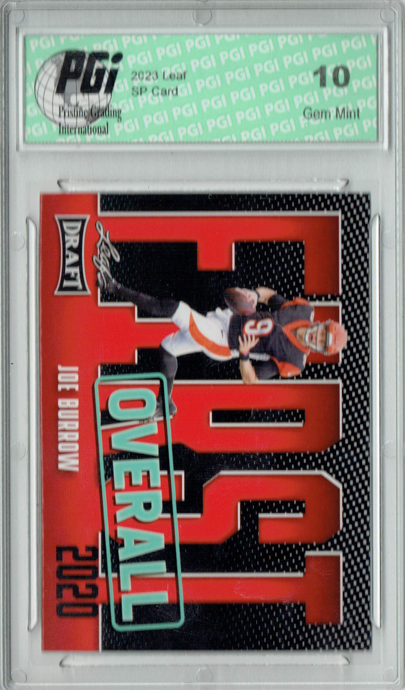 Joe Burrow Trading Card PGI 10 Gem Mint Football Card 2023 Leaf Football #10 Red SP First Overall