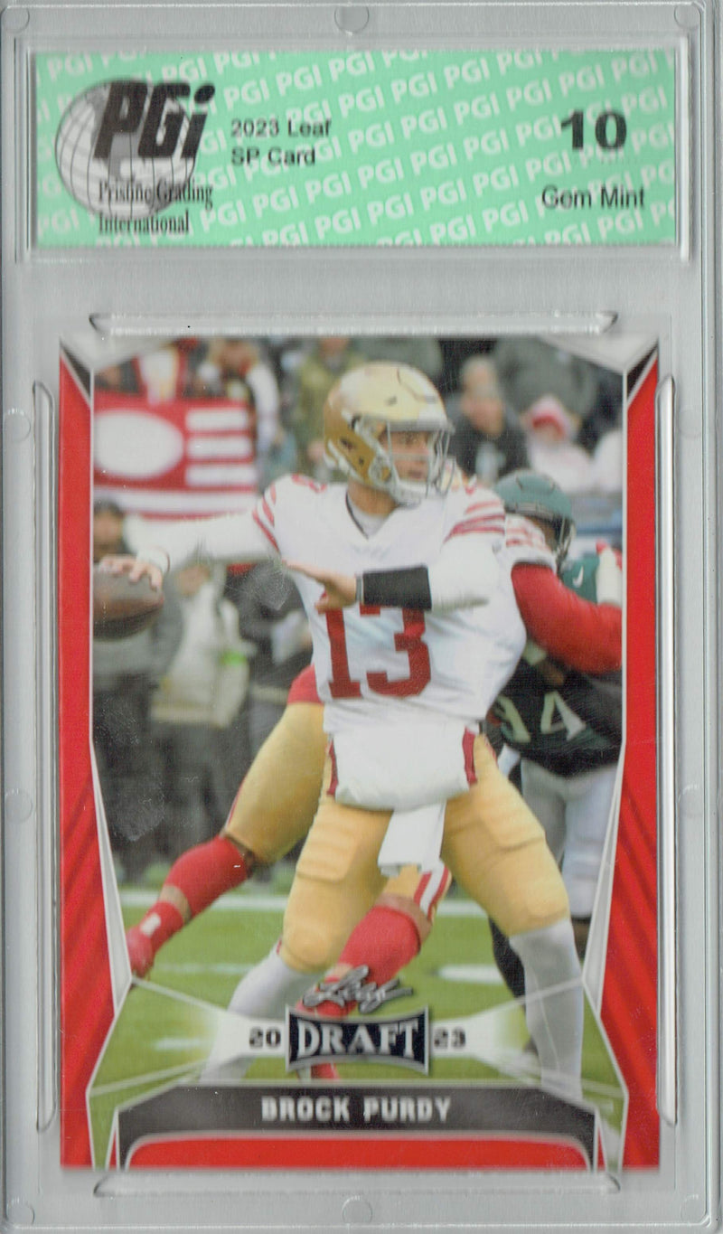 Brock Prdy Trading Card PGI 10 Gem Mint Football Card 2023 Leaf Football #19 Red Short Print