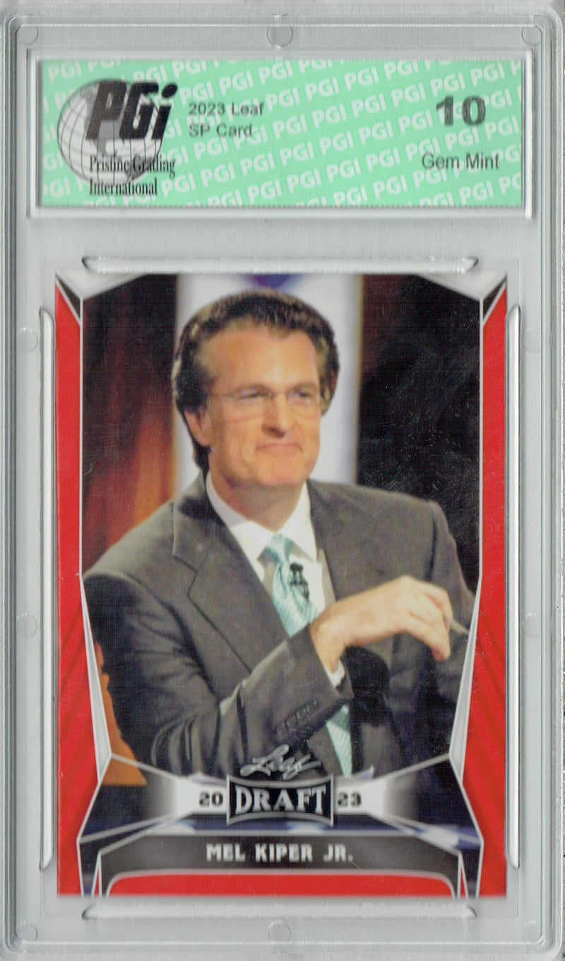 Mel Kiper Jr. Trading Card PGI 10 Gem Mint Football Card 2023 Leaf Football #25 Red SP Fantasy