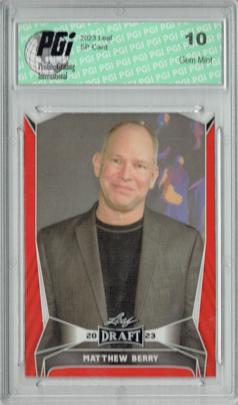Matthew Berry Trading Card PGI 10 Gem Mint Football Card 2023 Leaf Football #24 Red SP Fantasy
