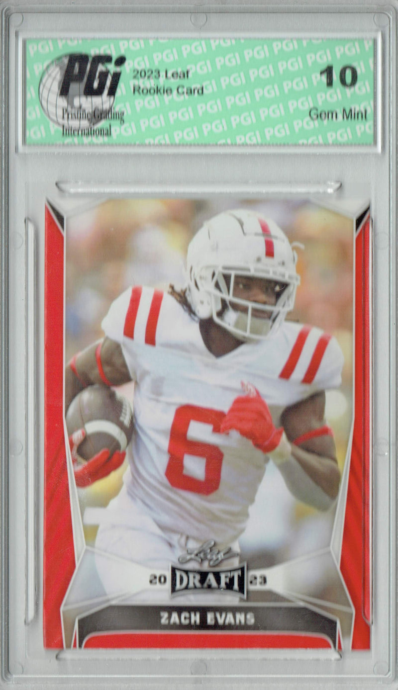 Zach Evans Rookie Card PGI 10 Gem Mint Football Trading Card 2023 Leaf Football #31 Red SP