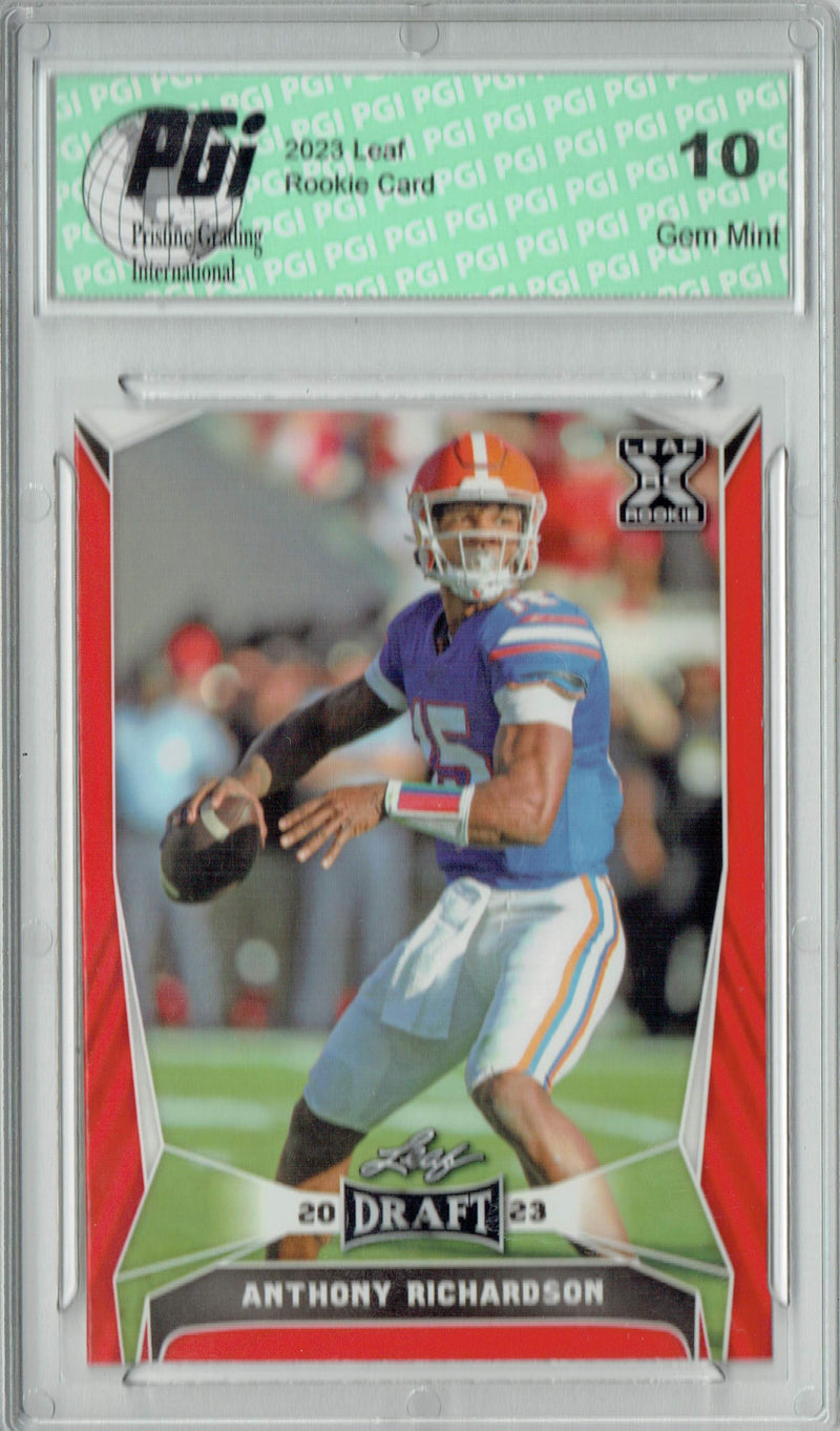 Anthony Richardson Rookie Card Indianapolis PGI 10 Gem Mint Football Trading Card 2023 Leaf Football #40 Red SP Florida