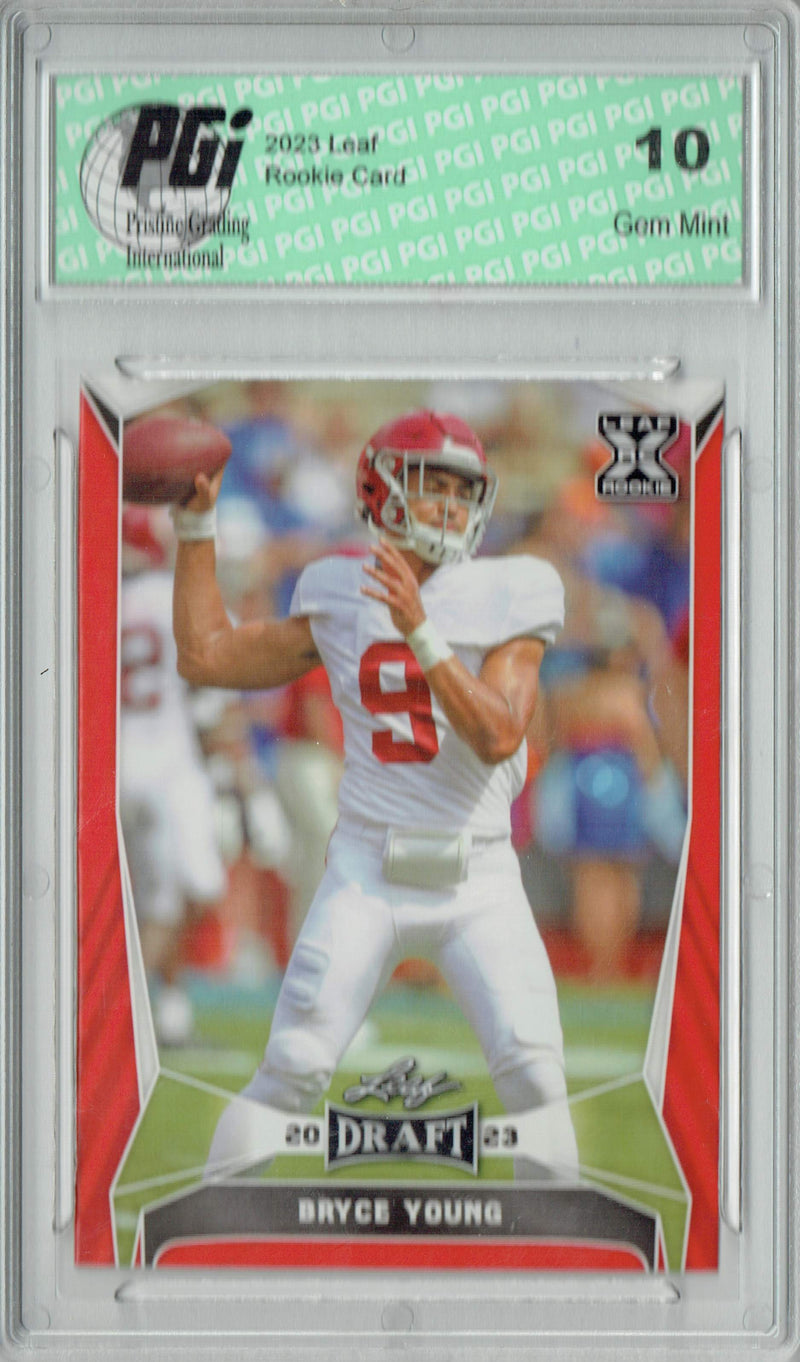 Bryce Young Rookie Card Carolina PGI 10 Gem Mint Football Trading Card 2023 Leaf Football #42 Red SP Alabama
