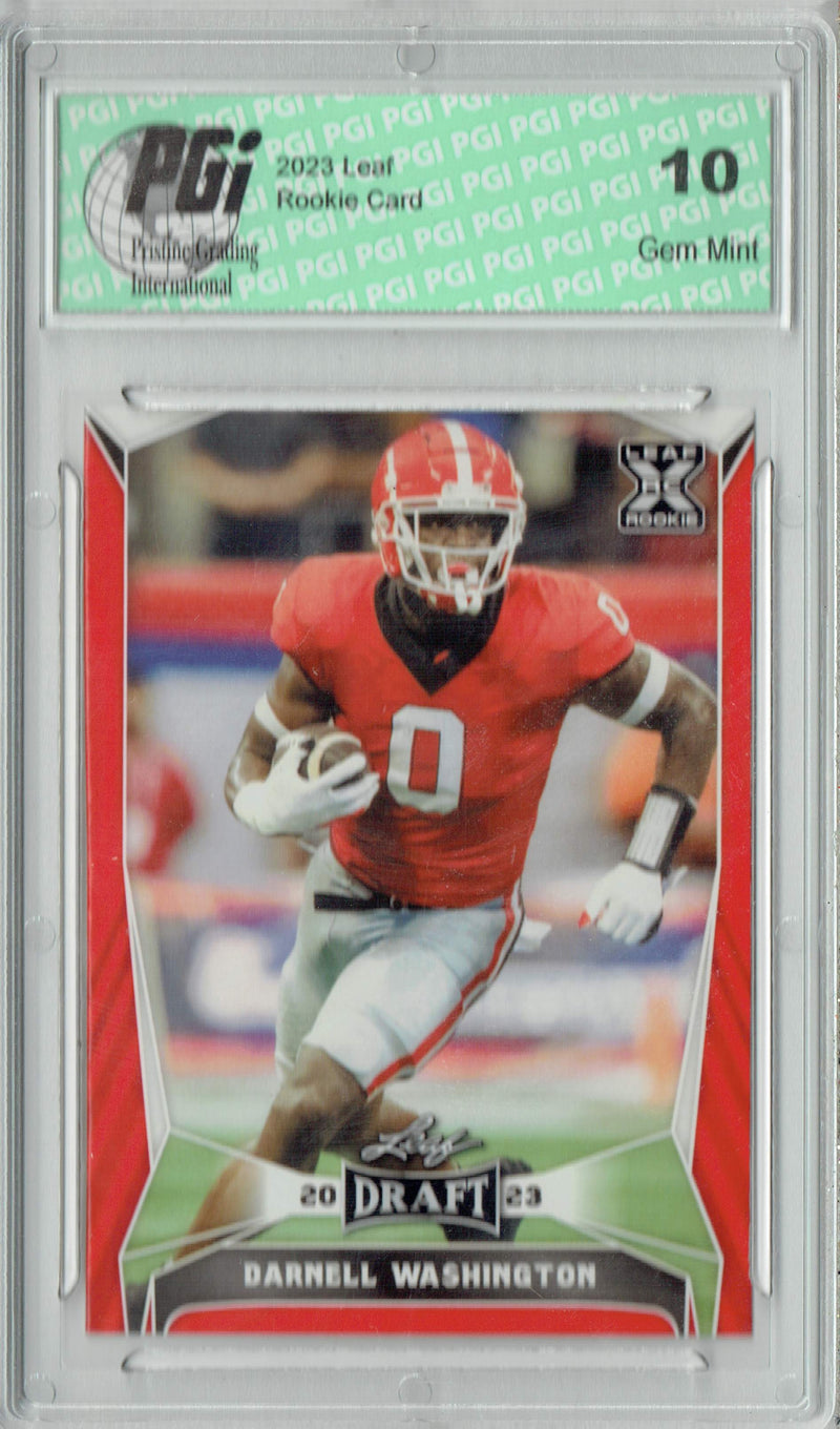 Darnell Washington Rookie Card PGI 10 Gem Mint Football Trading Card 2023 Leaf Football #45 Red SP