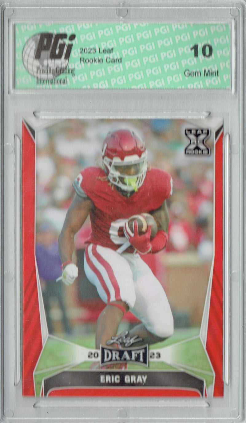 Eric Gray Rookie Card PGI 10 Gem Mint Football Trading Card 2023 Leaf Football #47 Red SP