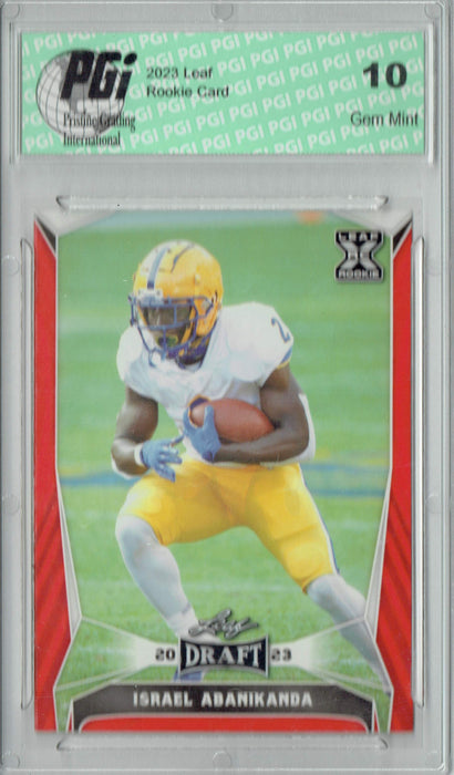 Israel Abanikanda 2023 Leaf Football #49 Red SP Rookie Card PGI 10