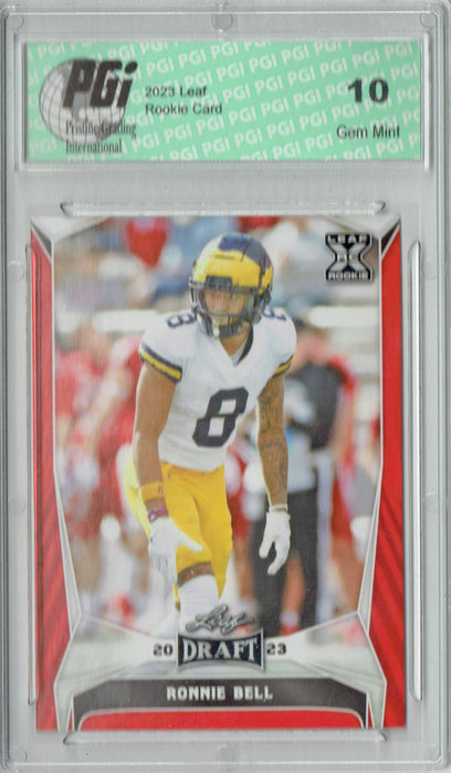 Ronnie Bell 2023 Leaf Football #67 Red SP Rookie Card PGI 10