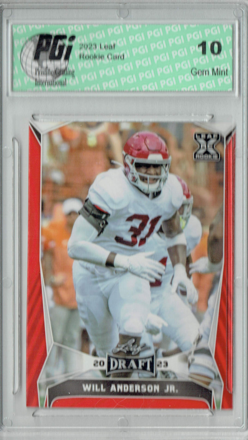 Will Anderson Jr. Rookie Card PGI 10 Gem Mint Football Trading Card 2023 Leaf Football #73 Red SP