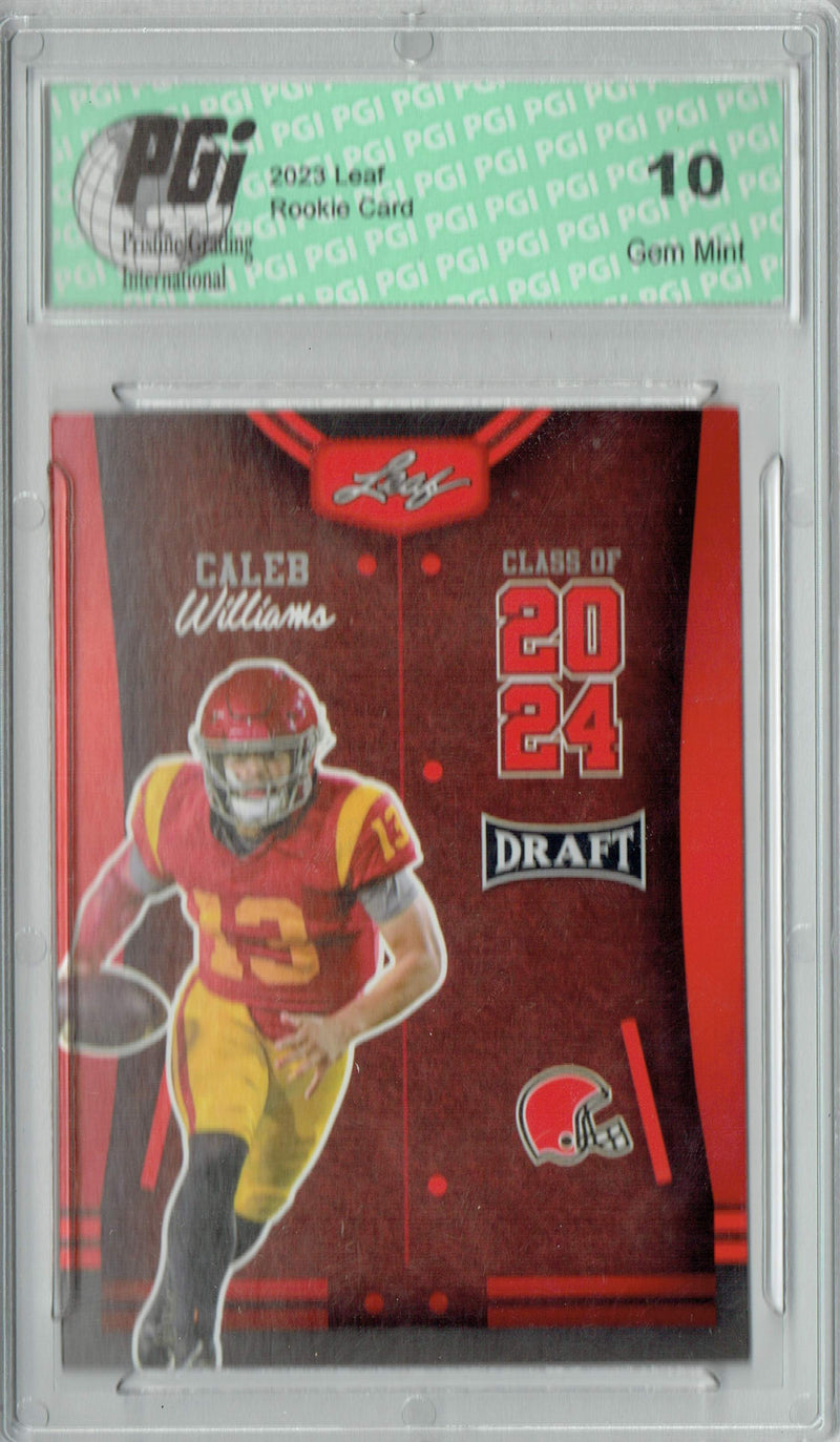 Caleb Williams Rookie Card USC / Chicago PGI 10 Gem Mint Football Trading Card 2023 Leaf Football #77 Red SP Class of 2024