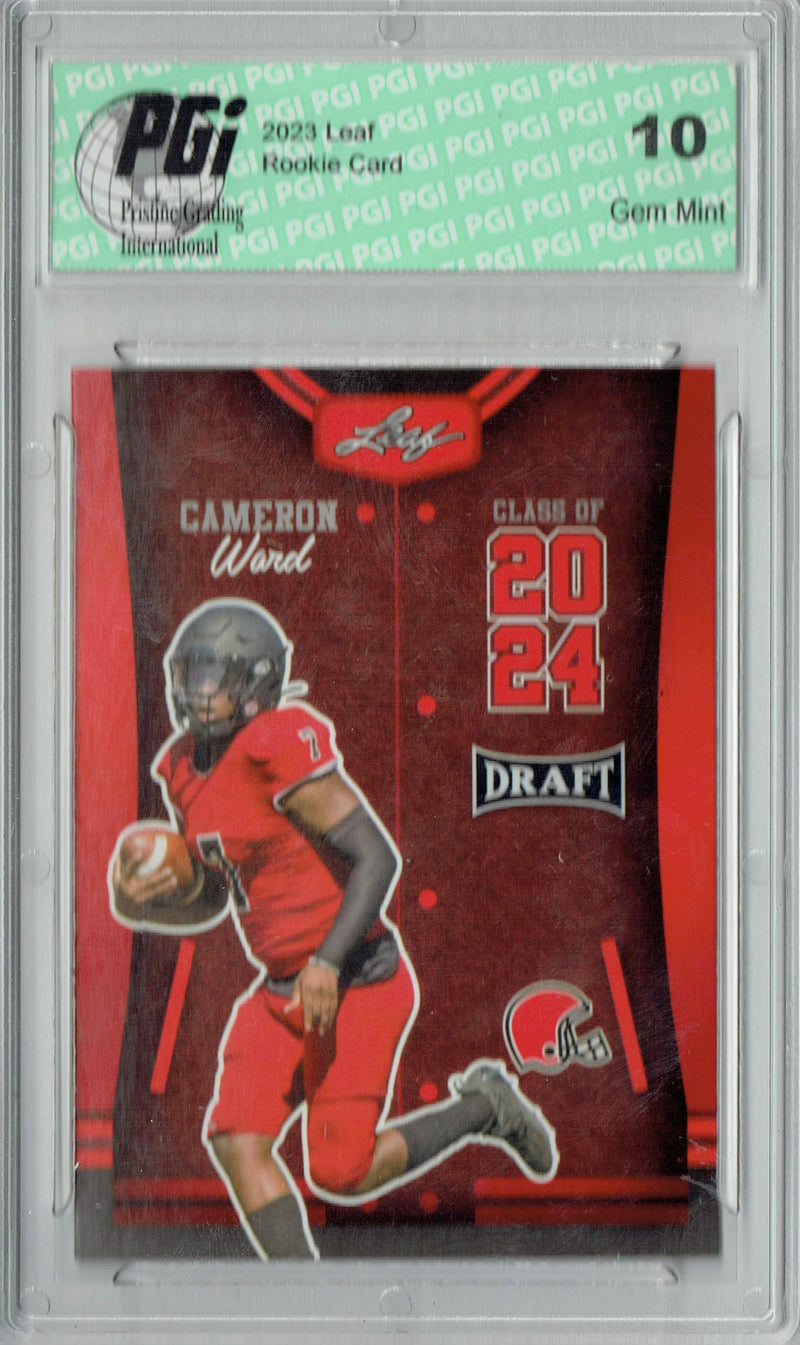 Cam Ward Rookie Card Tennessee PGI 10 Gem Mint Football Trading Card 2023 Leaf Football #78 Red SP Class of 2024
