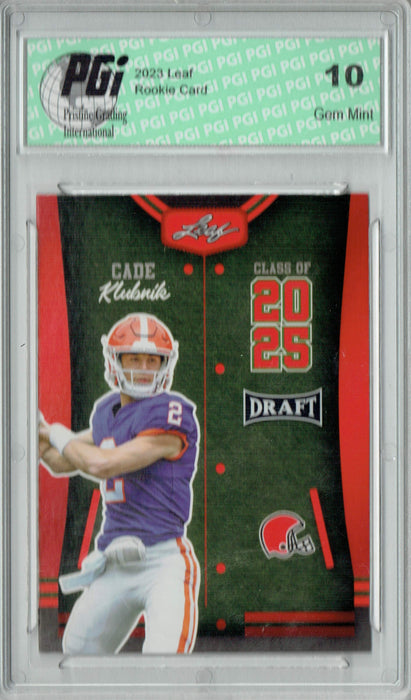 Cade Klubnik 2023 Leaf Football #82 Red SP Class of 2025 Rookie Card PGI 10