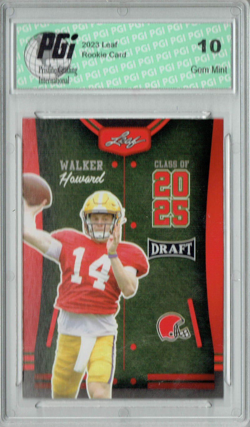 Walker Howard Rookie Card PGI 10 Gem Mint Football Trading Card 2023 Leaf Football #86 Red SP Class of 2025