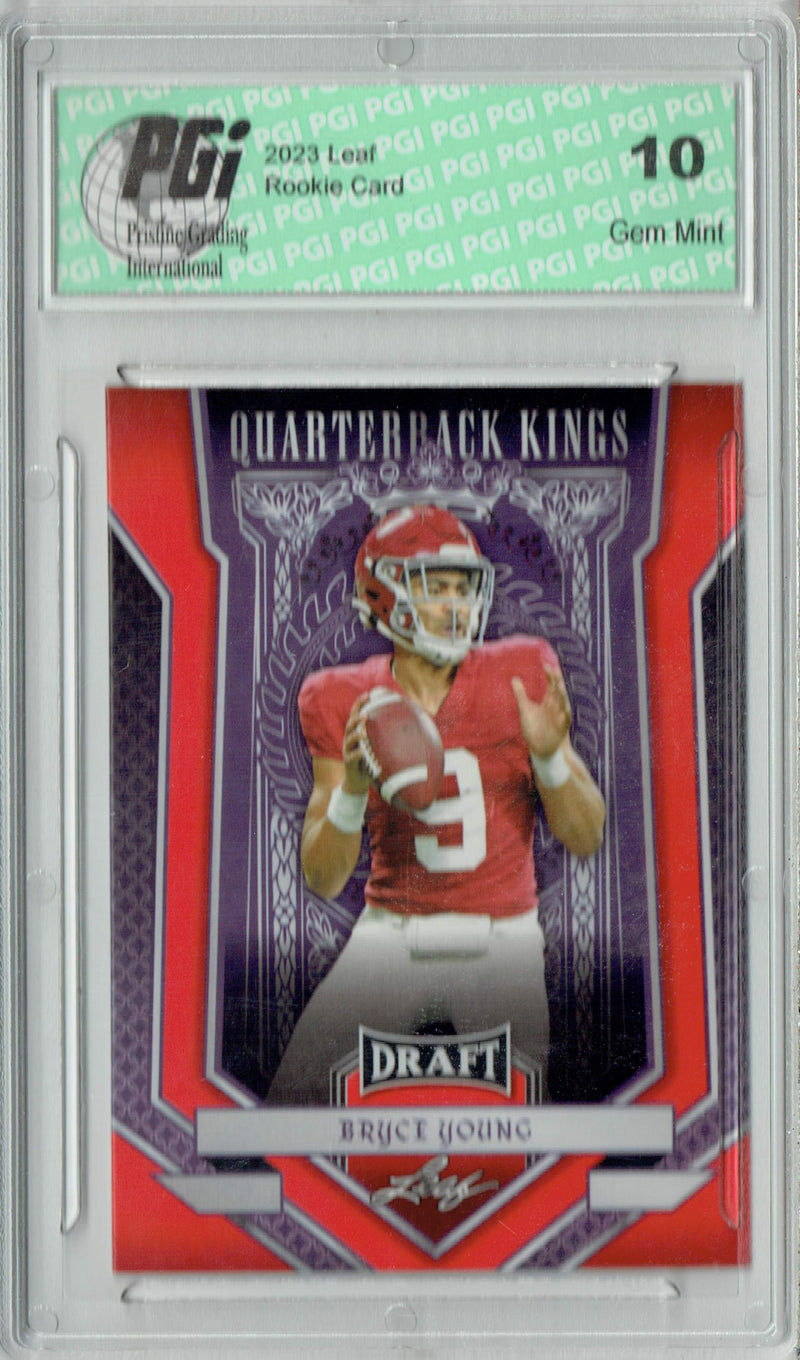 Bryce Young Rookie Card Carolina PGI 10 Gem Mint Football Trading Card 2023 Leaf Football #89 Red Quarterback Kings