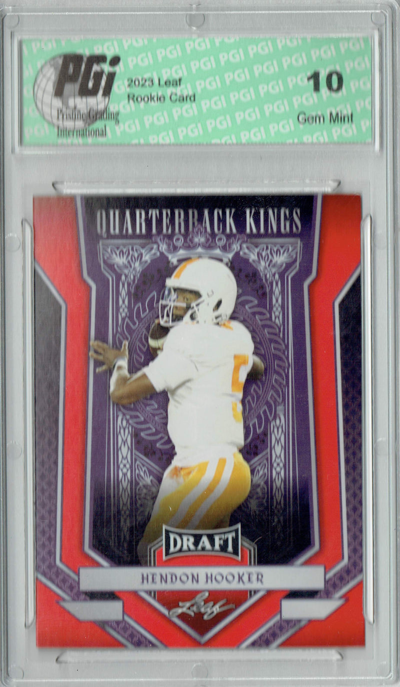 Hendon Hooker Rookie Card PGI 10 Gem Mint Football Trading Card 2023 Leaf Football #91 Red Quarterback Kings