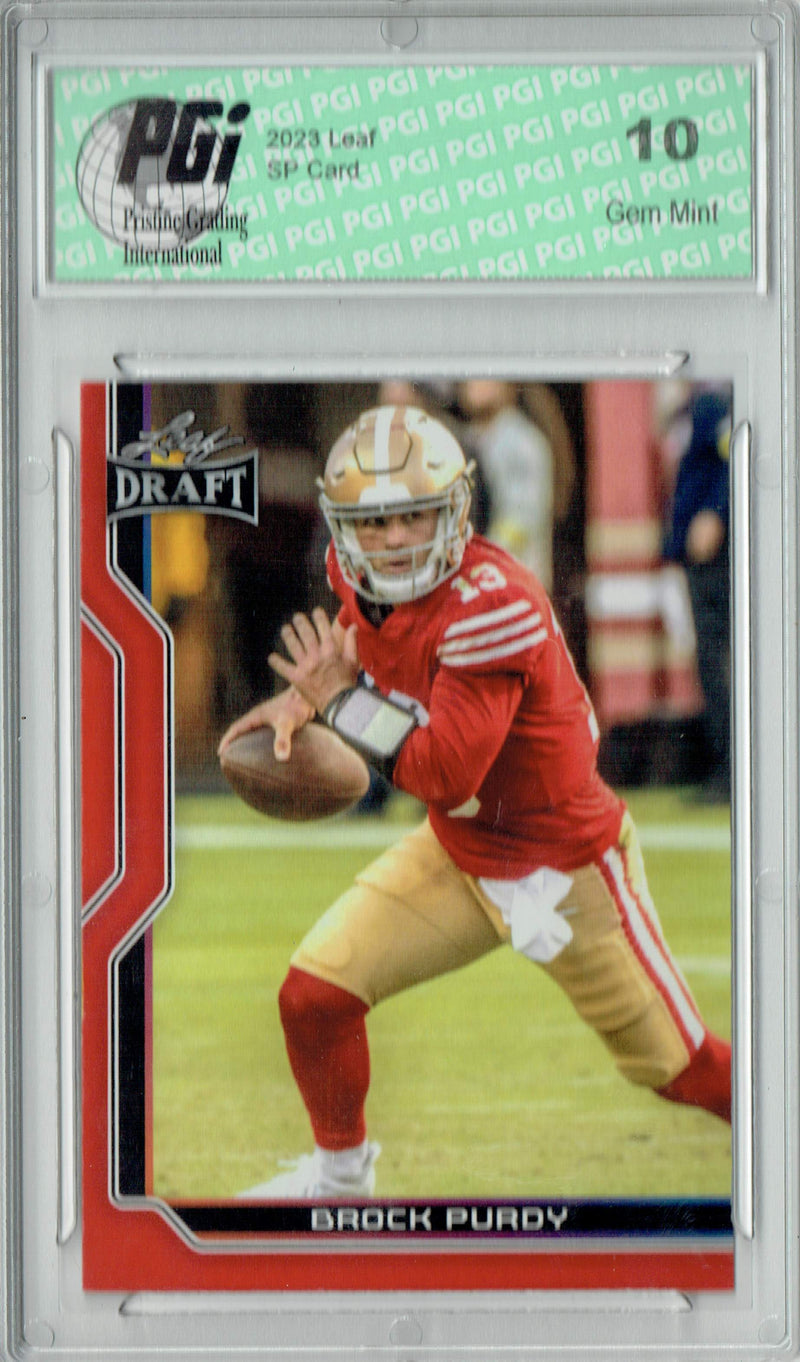 Brock Prdy Trading Card PGI 10 Gem Mint Football Card 2023 Leaf Football #B1-1 Red SP Special Edition