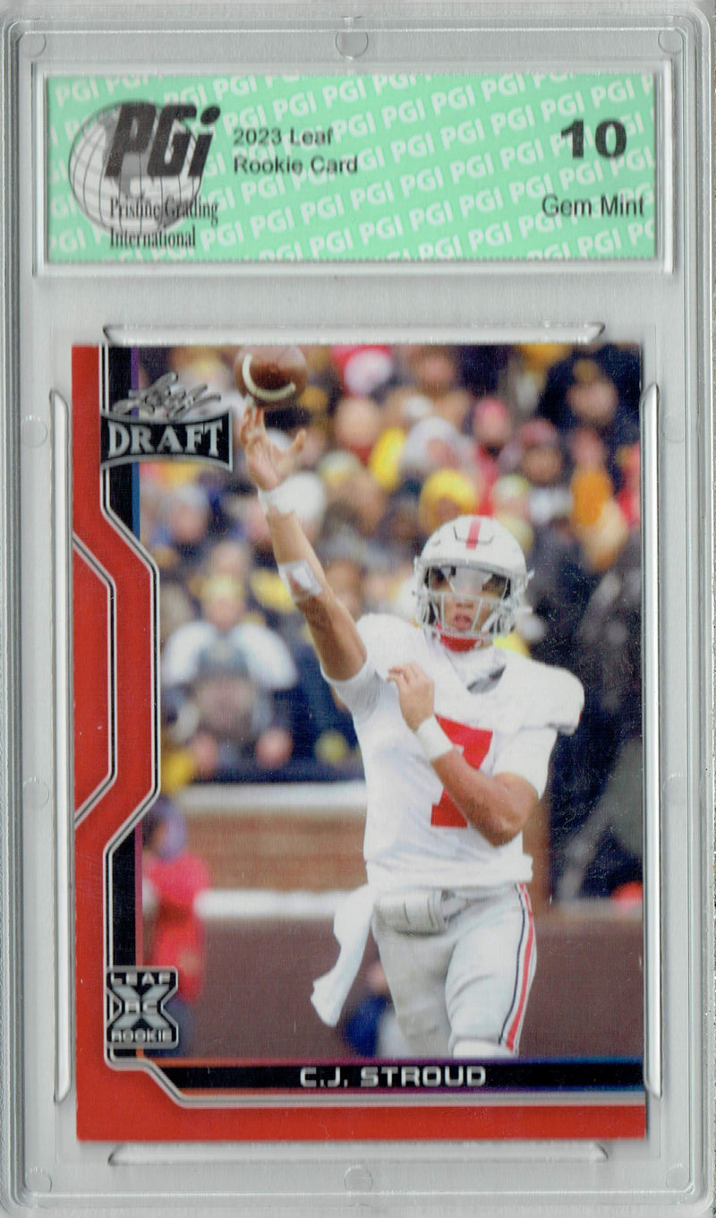 C.J. Stroud Rookie Card Ohio State / Houston PGI 10 Gem Mint Football Trading Card 2023 Leaf Football #B1-6 Red SP Special Edition