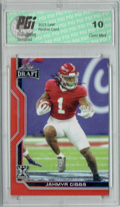 Jahmyr Gibbs 2023 Leaf Football #B1-8 Red SP Special Edition Rookie Card PGI 10