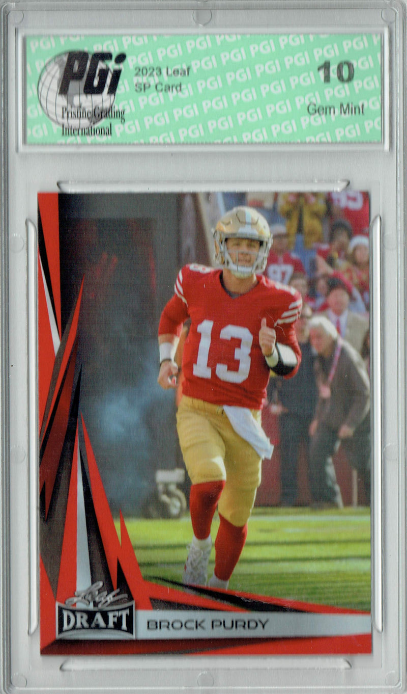 Brock Prdy Trading Card PGI 10 Gem Mint Football Card 2023 Leaf Football #B2-1 Red SP Special Edition