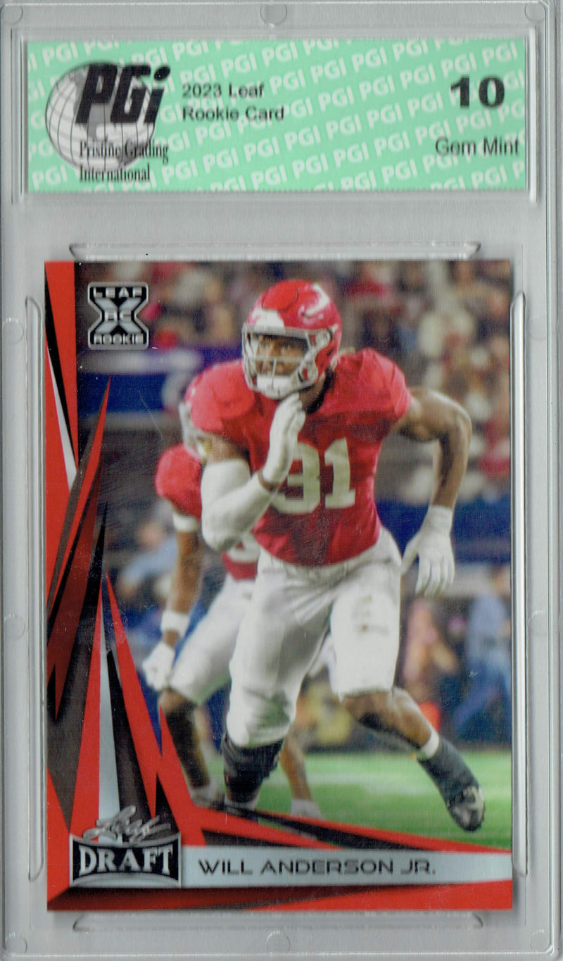 Will Anderson Jr. Rookie Card PGI 10 Gem Mint Football Trading Card 2023 Leaf Football #B2-10 Red Special Edition
