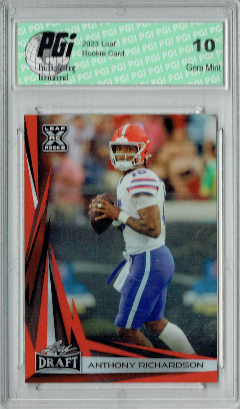 Anthony Richardson Rookie Card Indianapolis PGI 10 Gem Mint Football Trading Card 2023 Leaf Football #B2-7 Red Special Edition