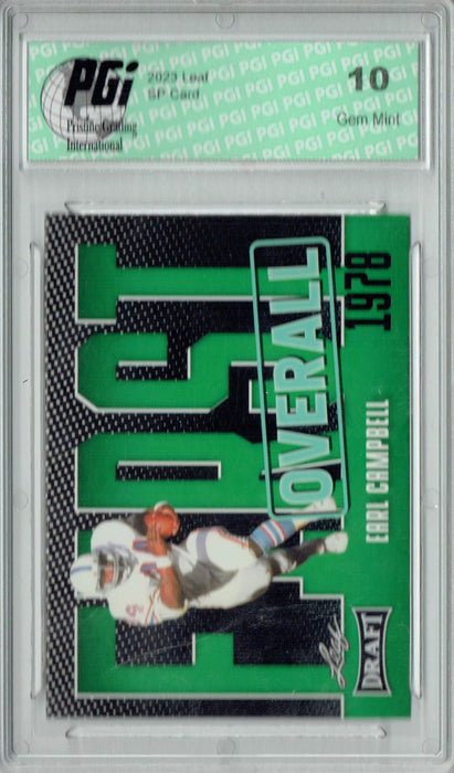 Earl Campbell 2023 Leaf Football #3 Green SP First Overall Trading Card PGI 10