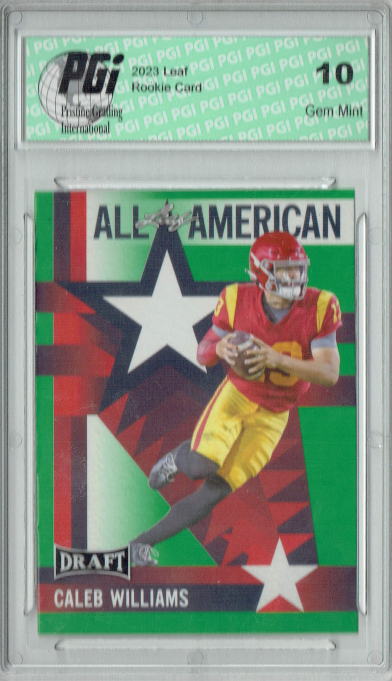 Caleb Williams Rookie Card USC / Chicago PGI 10 Gem Mint Football Trading Card 2023 Leaf Football #11 Green SP All-American
