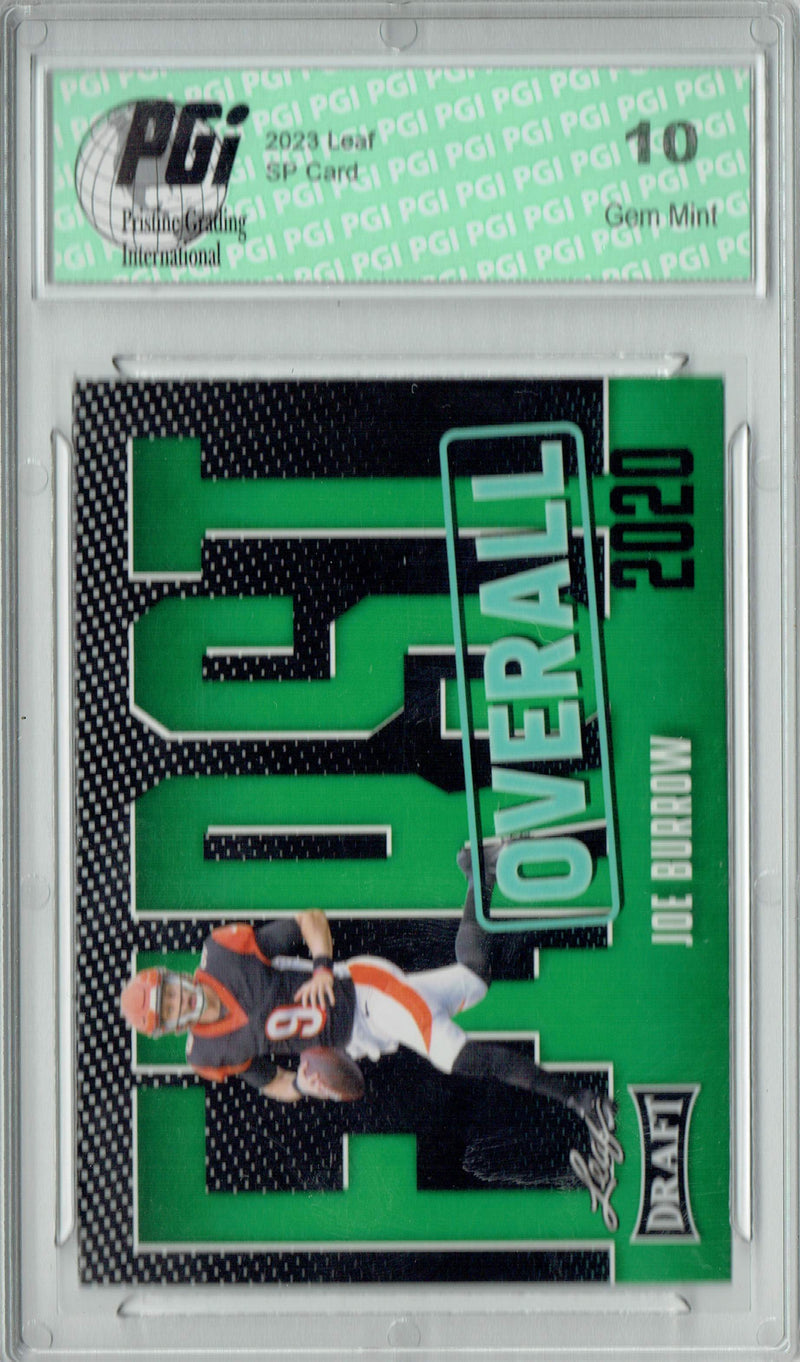 Joe Burrow Trading Card PGI 10 Gem Mint Football Card 2023 Leaf Football #10 Green SP First Overall