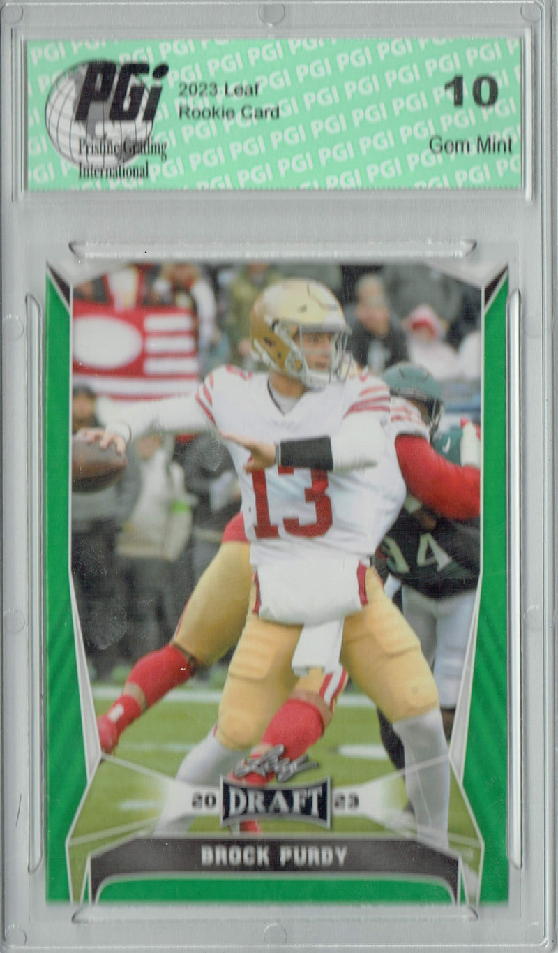 Brock Prdy Trading Card PGI 10 Gem Mint Football Card 2023 Leaf Football #19 Green Short Print