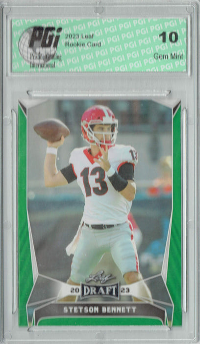 Stetson Bennett 2023 Leaf Football #29 Green SP Georgia Rookie Card PGI 10