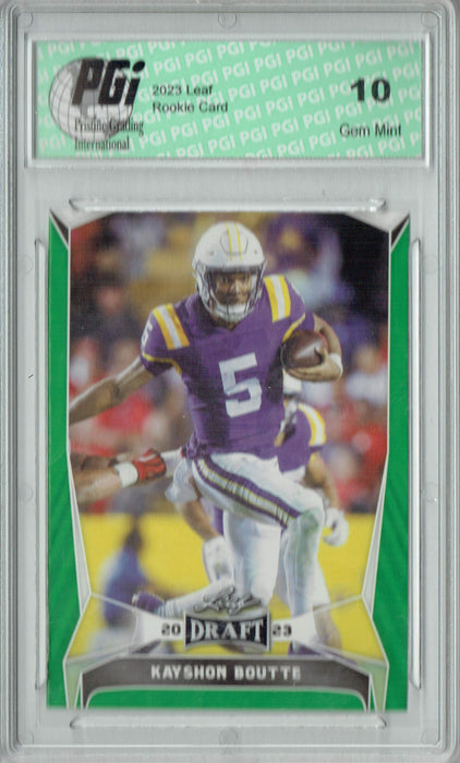 Kayshon Boutte 2023 Leaf Football #23 Green Short Print Rookie Card PGI 10