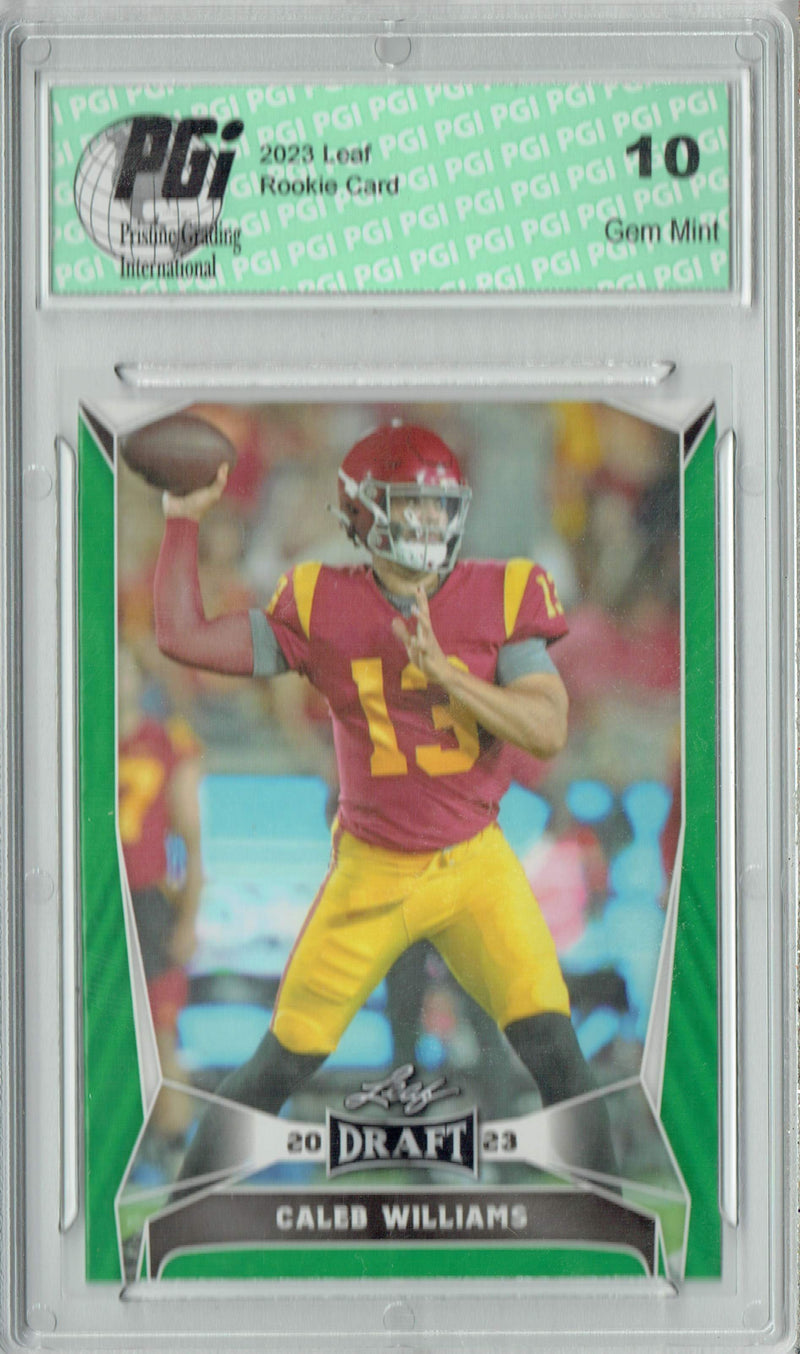 Caleb Williams Rookie Card USC / Chicago PGI 10 Gem Mint Football Trading Card 2023 Leaf Football #20 Green Short Print