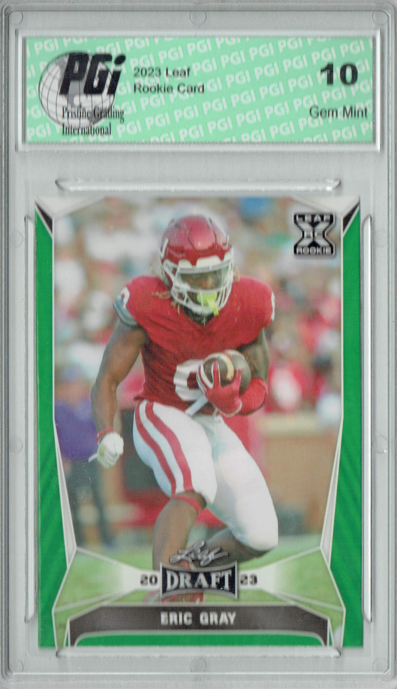 Eric Gray Rookie Card PGI 10 Gem Mint Football Trading Card 2023 Leaf Football #47 Green SP