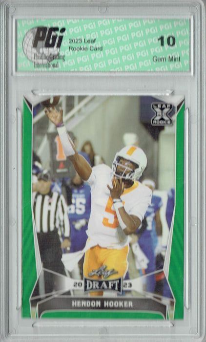 Hendon Hooker 2023 Leaf Football #48 Green SP Tennessee Rookie Card PGI 10