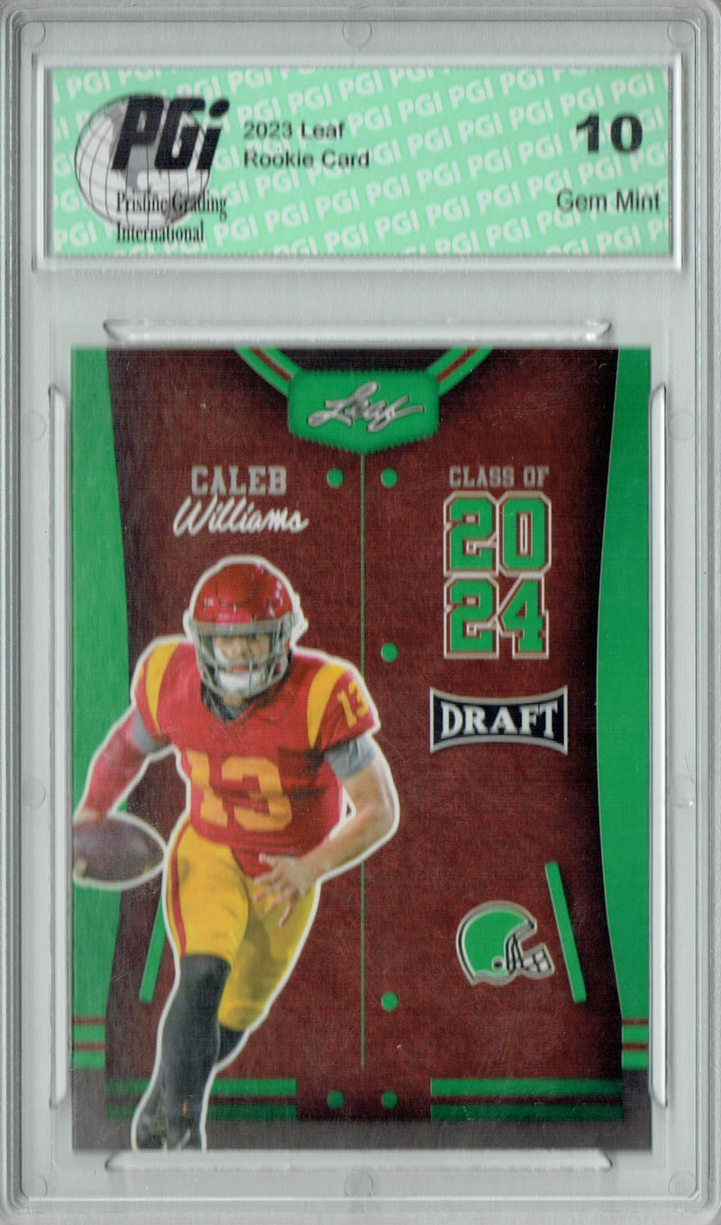 Caleb Williams 2023 Leaf Football #77 Green SP Class of 2024 Rookie Card PGI 10