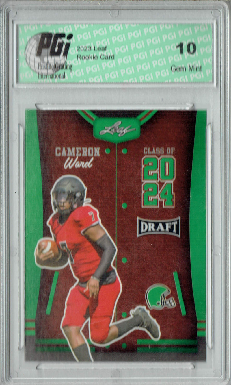 Cam Ward Rookie Card Tennessee PGI 10 Gem Mint Football Trading Card 2023 Leaf Football #78 Green SP Class of 2024