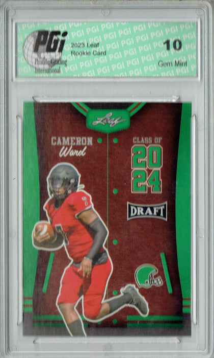 Cameron Ward 2023 Leaf Football #78 Green SP Class of 2024 Rookie Card PGI 10