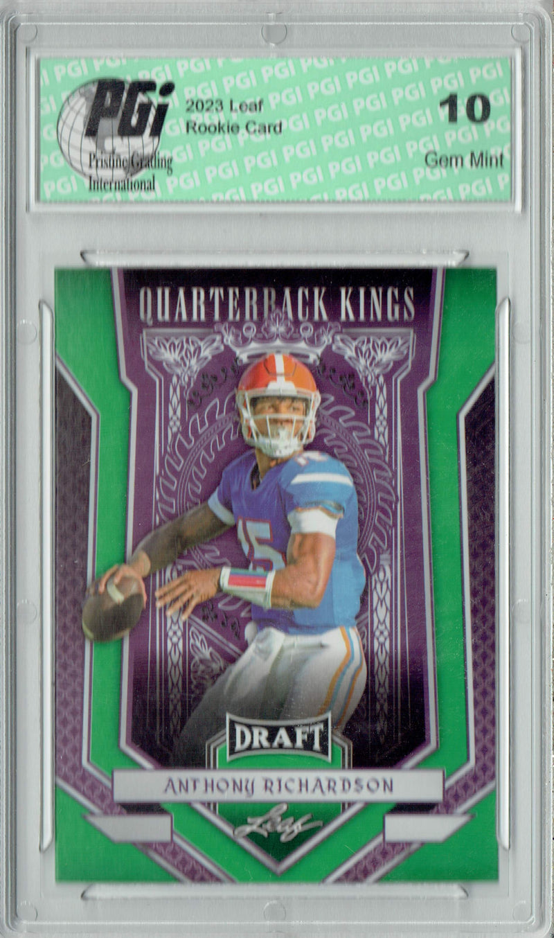 Anthony Richardson Rookie Card Indianapolis PGI 10 Gem Mint Football Trading Card 2023 Leaf Football #88 Green QB Kings