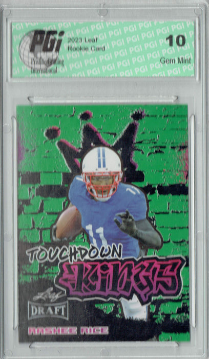 Rashee Rice 2023 Leaf Football #100 GreenTouchdown Kings Rookie Card PGI 10