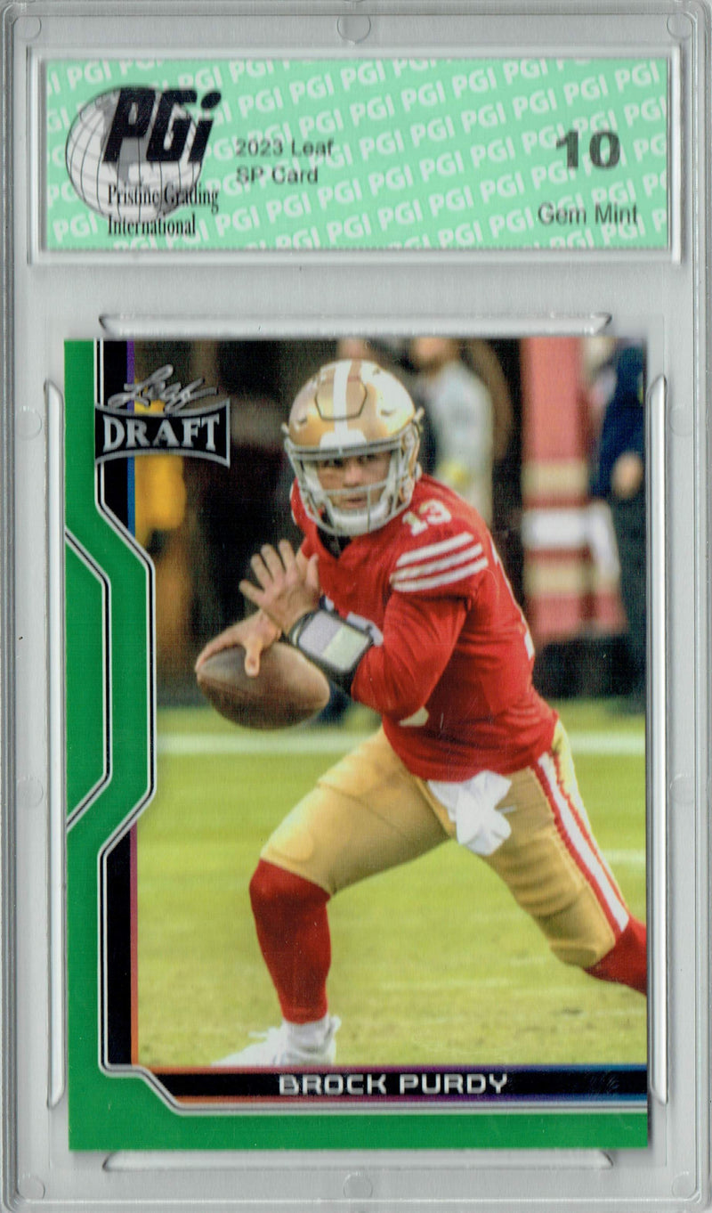 Brock Prdy Trading Card PGI 10 Gem Mint Football Card 2023 Leaf Football #B1-1 Green Special Edition