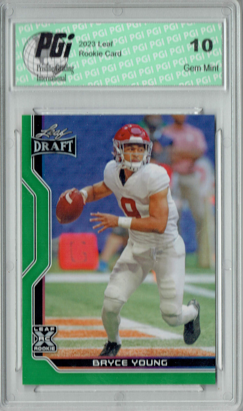 Bryce Young Rookie Card Carolina PGI 10 Gem Mint Football Trading Card 2023 Leaf Football #B1-5 Green Special Edition