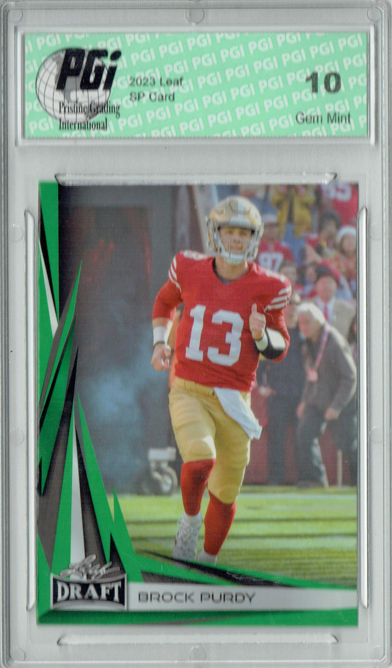 Brock Prdy Trading Card PGI 10 Gem Mint Football Card 2023 Leaf Football #B2-1 Green Special Edition