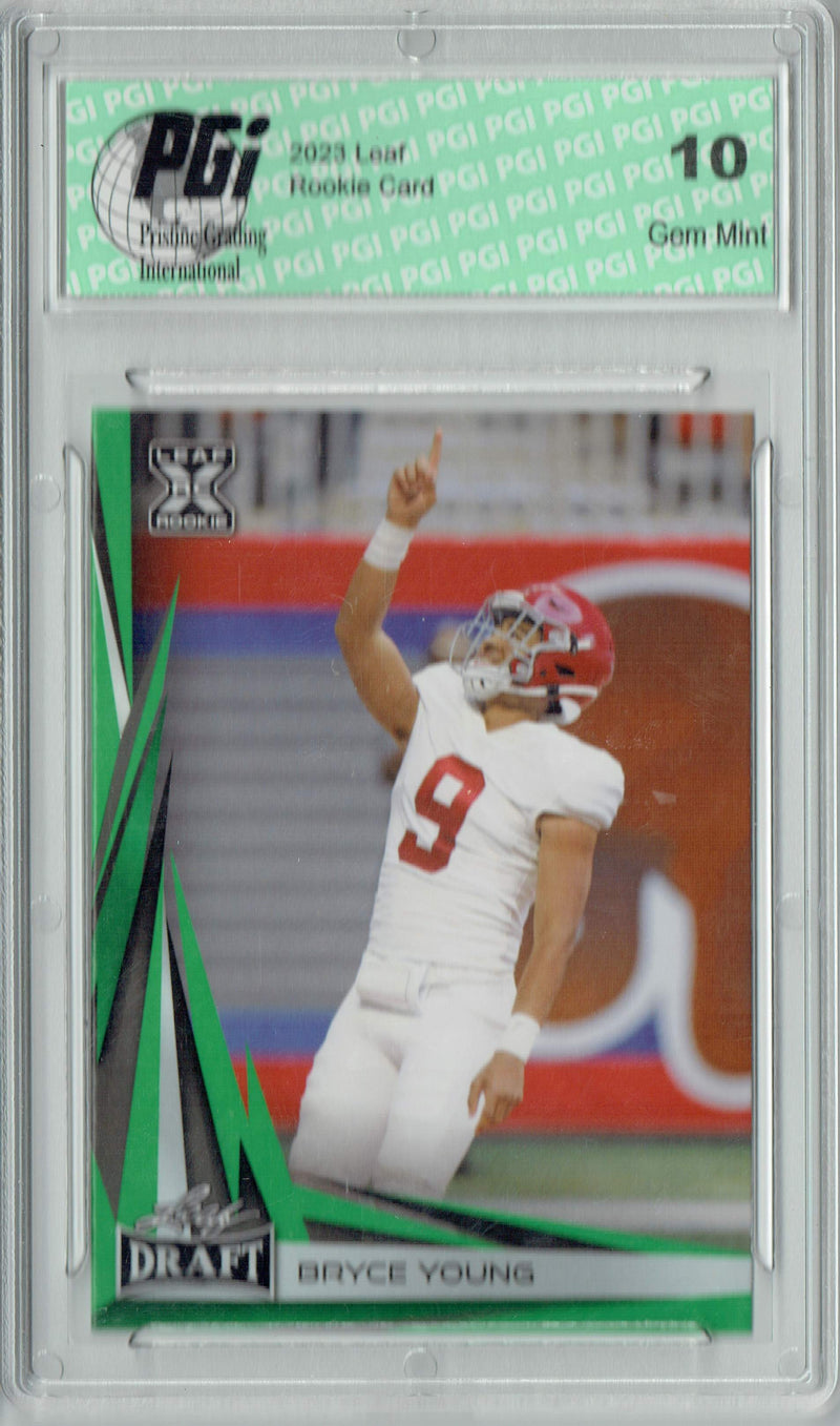Bryce Young Rookie Card Carolina PGI 10 Gem Mint Football Trading Card 2023 Leaf Football #B2-5 Green Special Edition